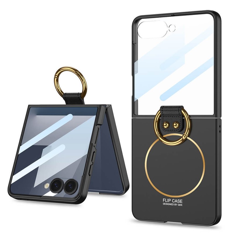 Plastic+Metal+Tempered Glass Magnetic Stand Case for Samsung Galaxy Z Flip 7