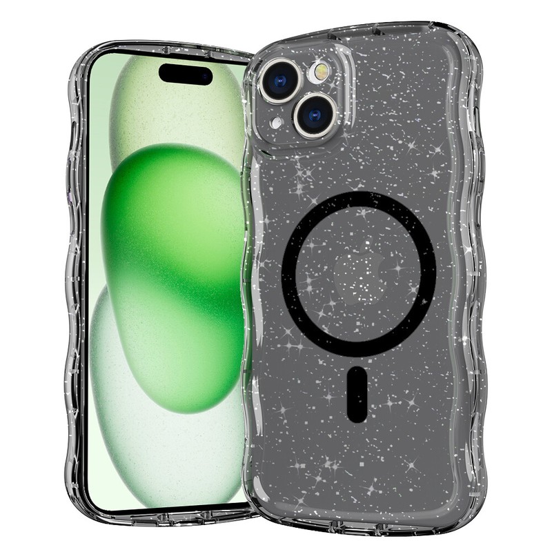 Glitter Sparkly Wavy Clear Shockproof Mag Safe Case for iPhone 16 Pro Max/15/14 gallery
