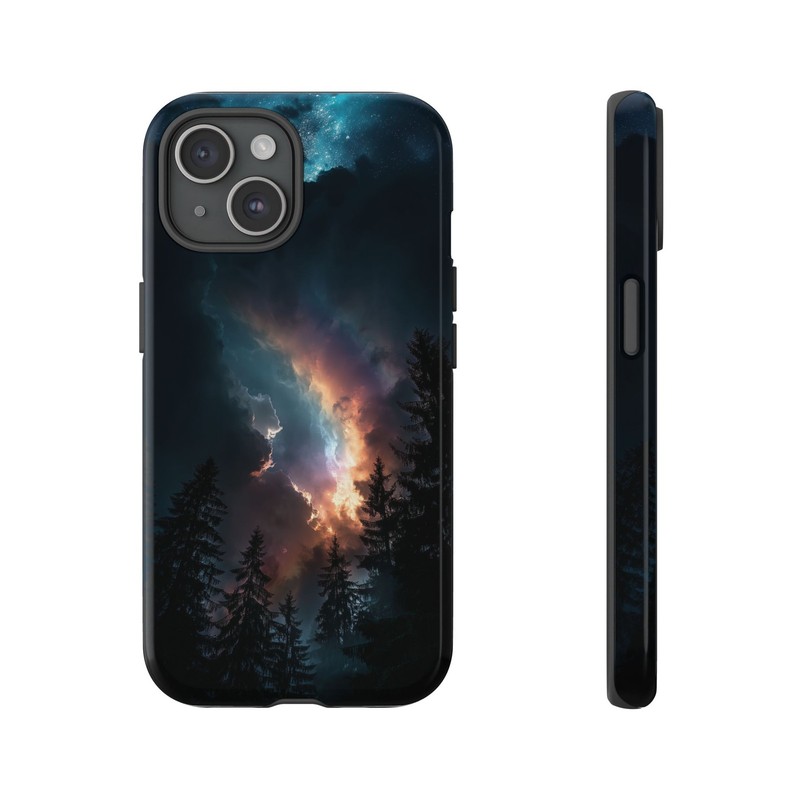 Dark Forest Iridescent Rainbow Sky