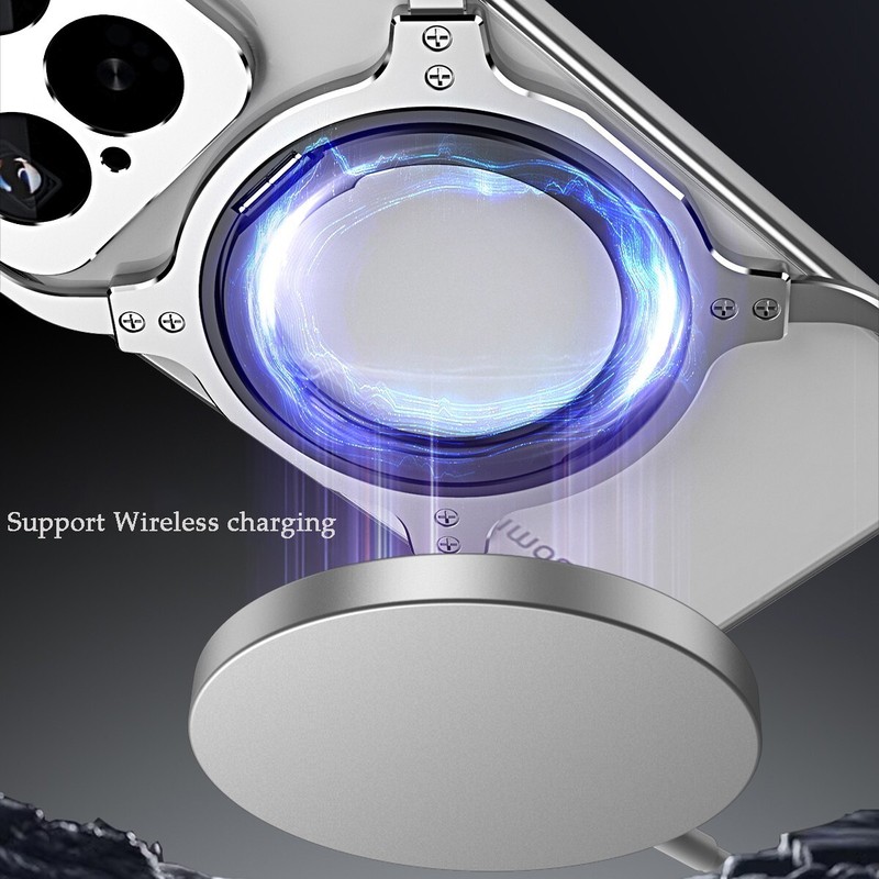 Magnetic Metal Armor X Type Rimless Stand Case+ lens Film For Xiaomi 15 Pro / 15 gallery