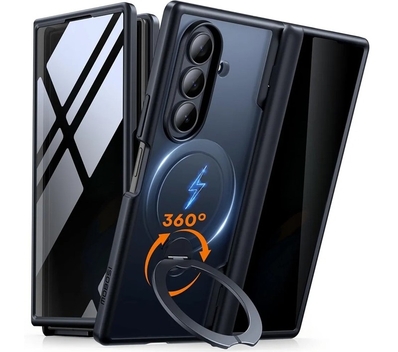 MOBOSI for Z Fold 7 Case with Rotatable Ring Stand & Privacy Screen Protector