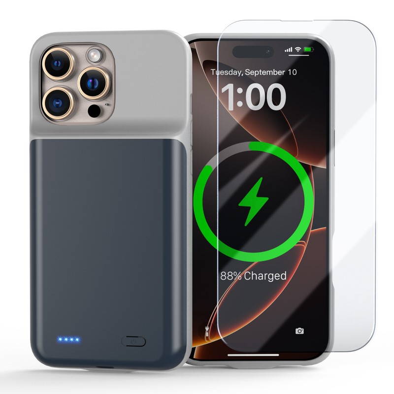 7000mAh For iPhone 15Pro Max External Battery Charger Case Power Bank-Blue