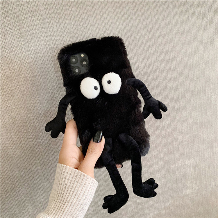 NEW fluffy furry black briquettes eyes personality doll warm cover Case #1 gallery
