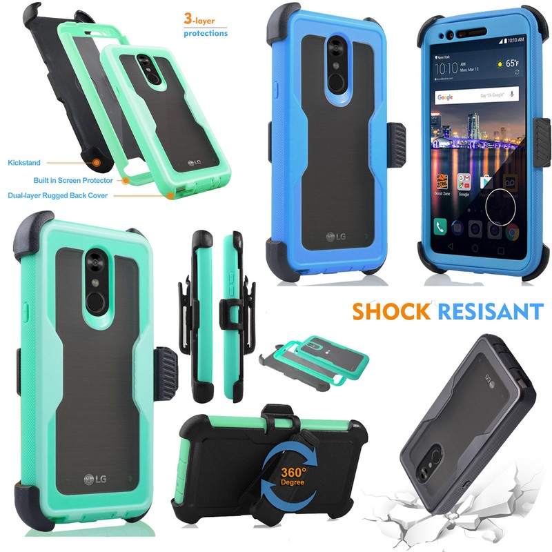 For LG STYLO 4/STYLUS 4 Rugged Holster Armor Case with Built in Screen Protector