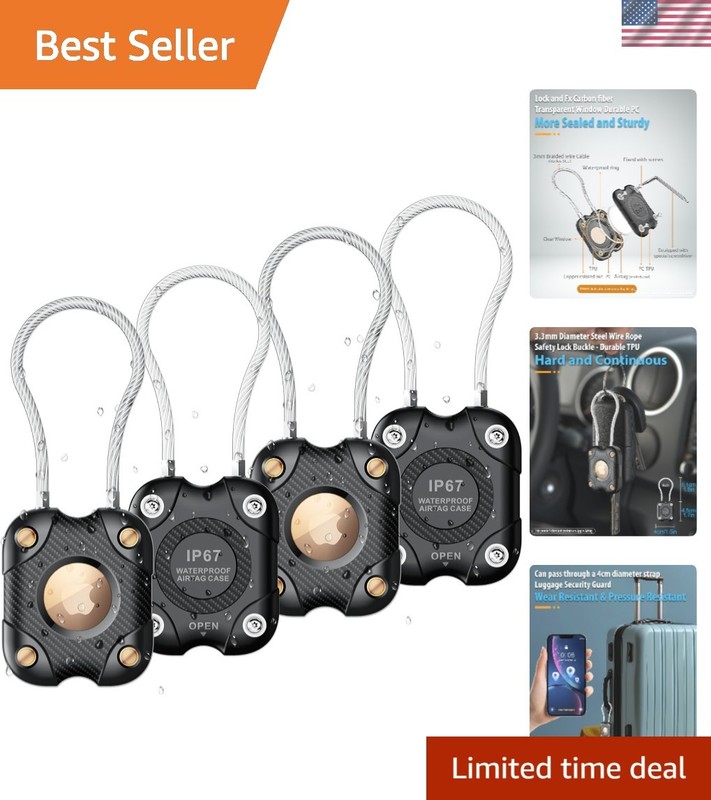 for Airtag 1st & 2nd Gen Holder with Wire Cable 4 Pack, Secure Lock Airtag Ke…