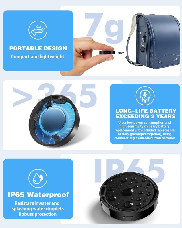 Advanced 4 Count Waterproof Tracker Tags for Android - Perfect for Keys & Bags gallery