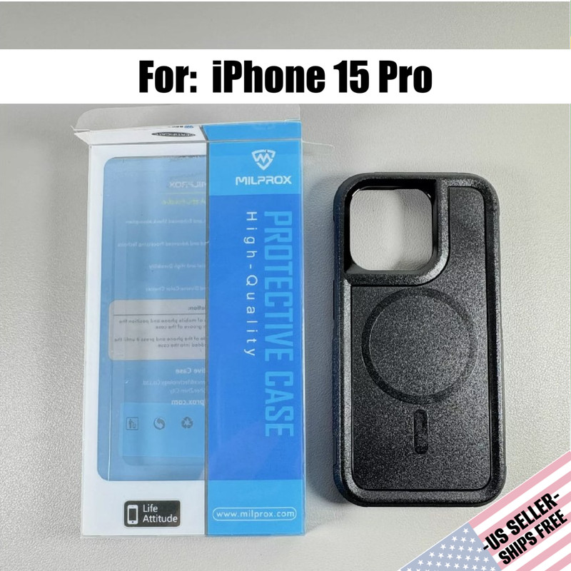 MILPROX Case designed for iPhone 15 PRO: Space Black | Dual Layer | Magnetic