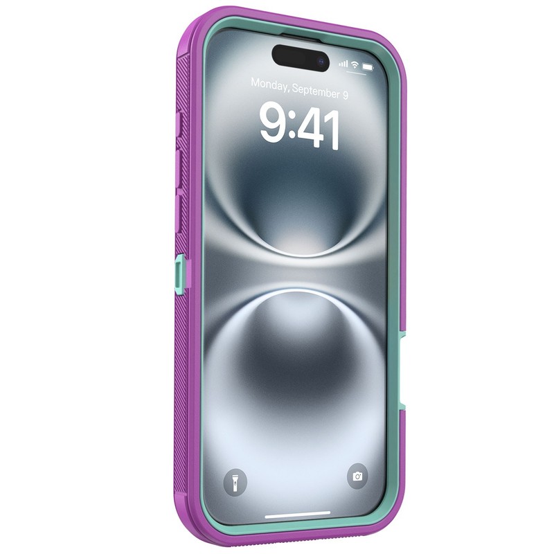 For iPhone 16 Heavy Duty Rubber Shockproof 3-Layer Protective Cover Phone Case gallery