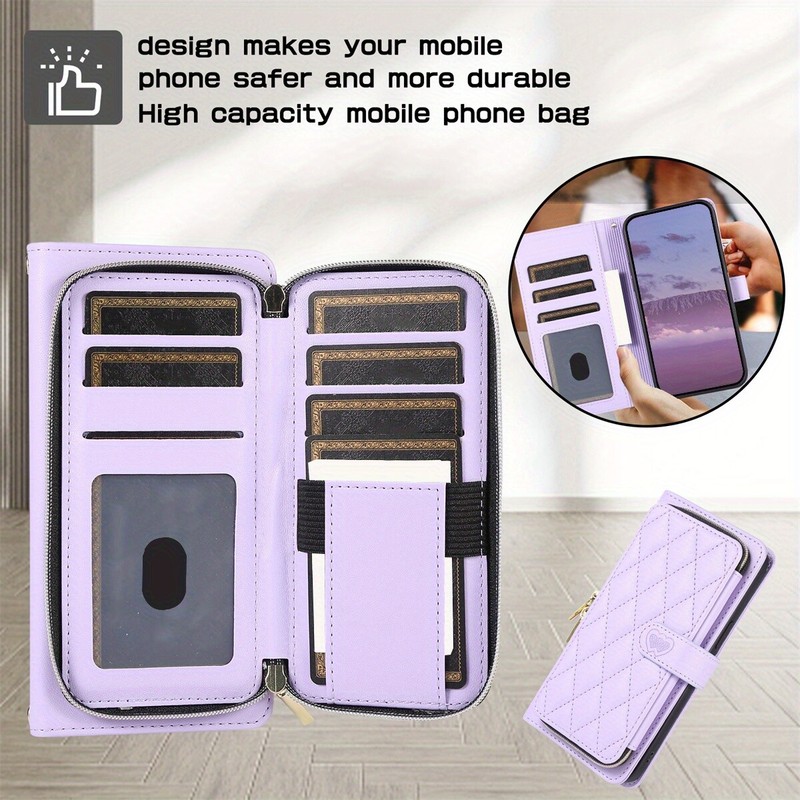 PU Leather Plaid Purses Flip Wallet Case for iphone 11 12 13 14 15 16 Pro Max gallery