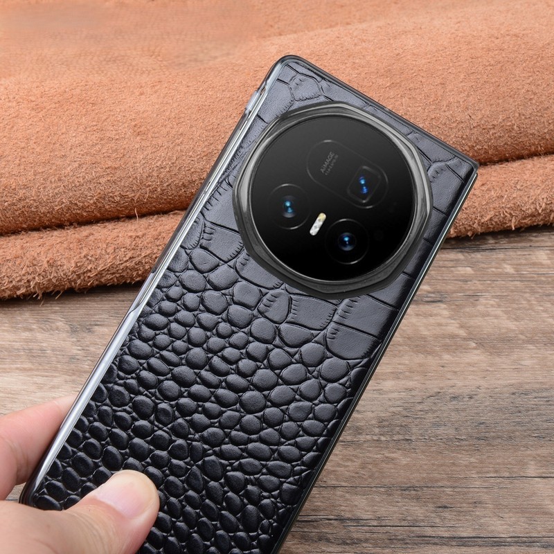 Genuine Cow Leather Thin Case For Honor Magic V5 Crocodile Cover Glass Protector gallery