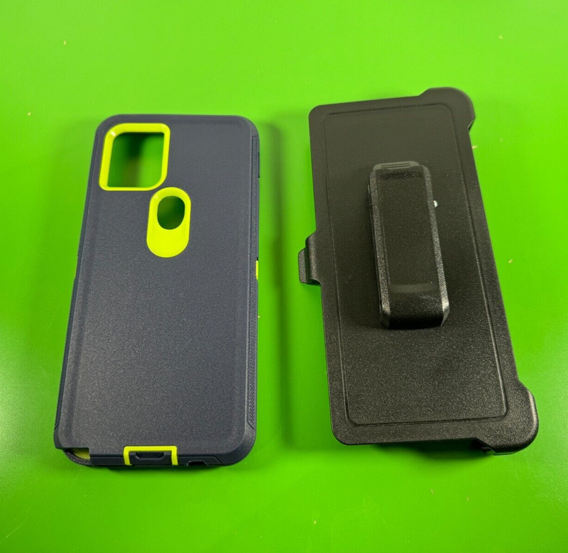 Case designed for MOTO G STYLUS 5G 2021: Blue-Lime Green | Dual Layer | Holster