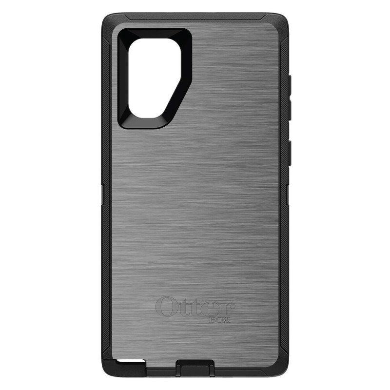 OtterBox Defender for Galaxy Note 8 9 10 + Silver Stainless Steel Print