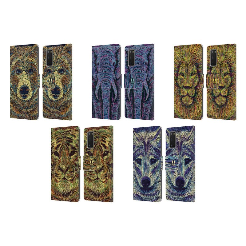 HEAD CASE DESIGNS SCRIBBLE ANIMAL FACES LEATHER BOOK CASE FOR SAMSUNG PHONES 2