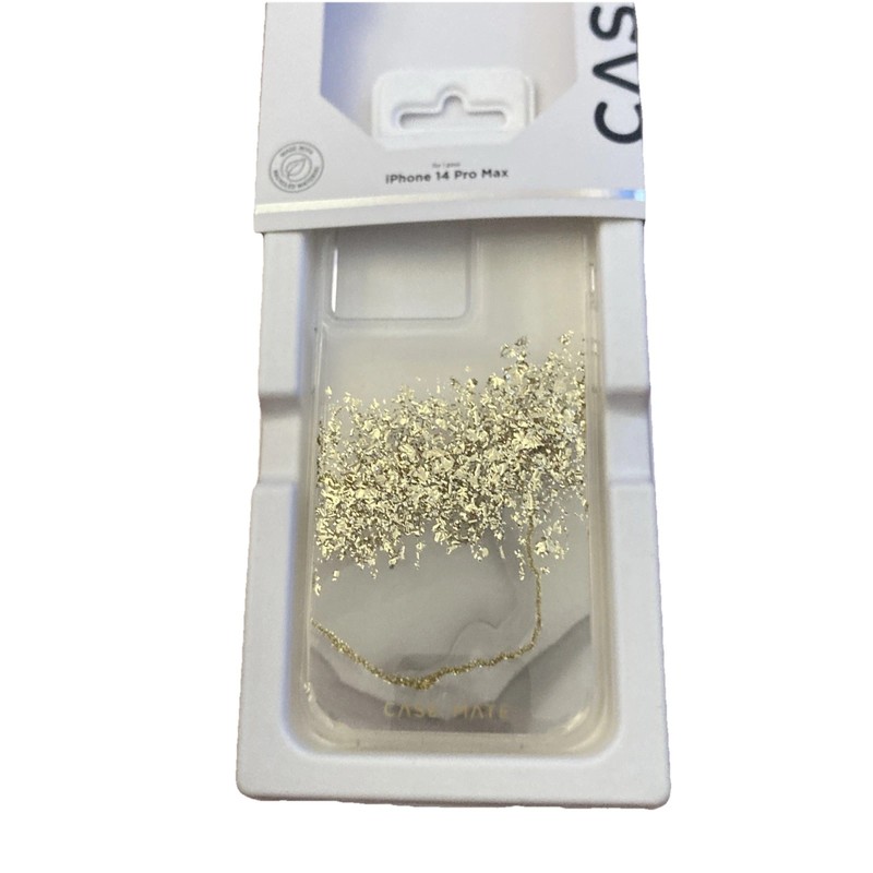 Case Mate *iPhone 14 Pro Max* Clear Gold Flakes Glitter Plastic Phone Case gallery
