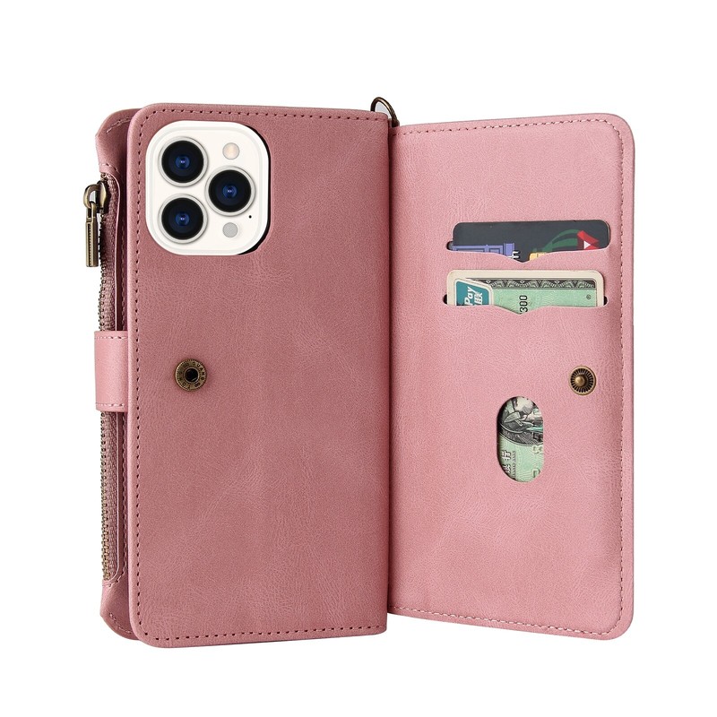 Retro Leather Card Zipper Wallet Case Cover for iPhone 13 14 15 Pro Max 12 11 8 gallery