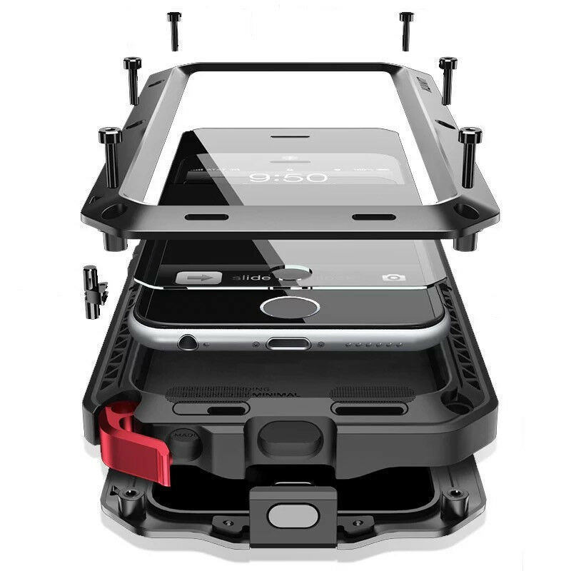 Shockproof Aluminum Gorilla Glass Heavy Case For iPhone 13 14 15 Pro Max 12 7 8+