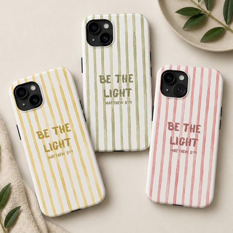 Be The Light Striped Phone Case, Faith Shockproof MagSafe iPhone 11-17
