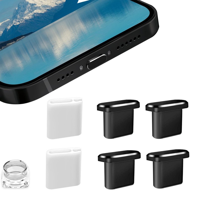 VIWIEU 4 Pack Designed for iPhone 15 Pro Max Plus USB C Anti Dust Plugs Black