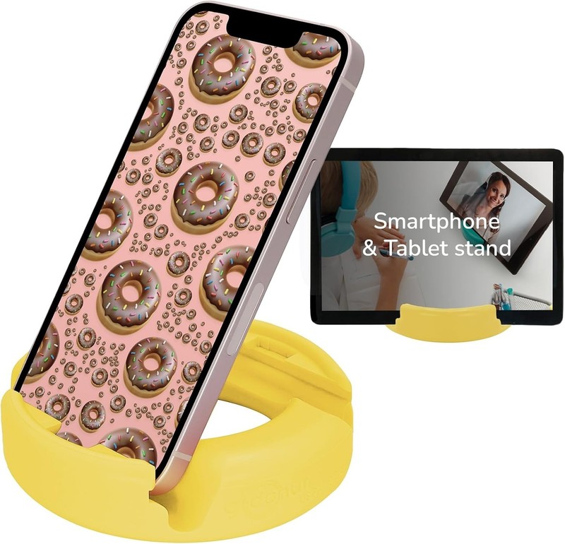GoDonut Phone Stand-Compatible with Tablet, iPhone & Most Smartphones– Yellow