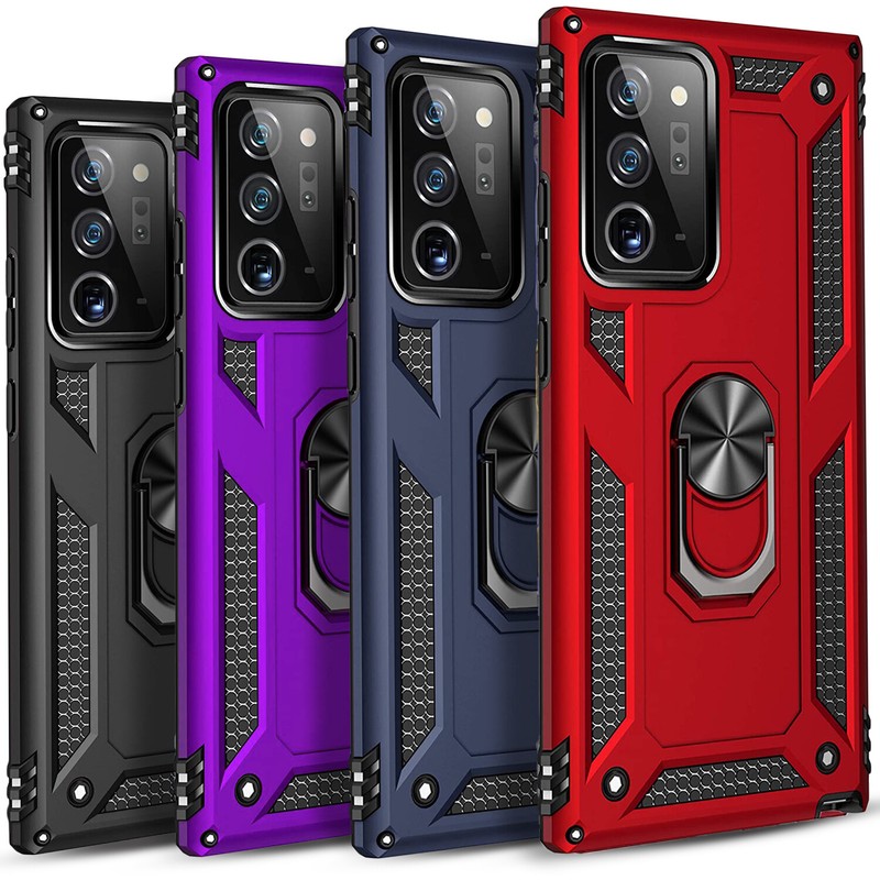 For Samsung Galaxy10 Plus Note 10 20 Ring Kickstand Cover Clear Glass Protector