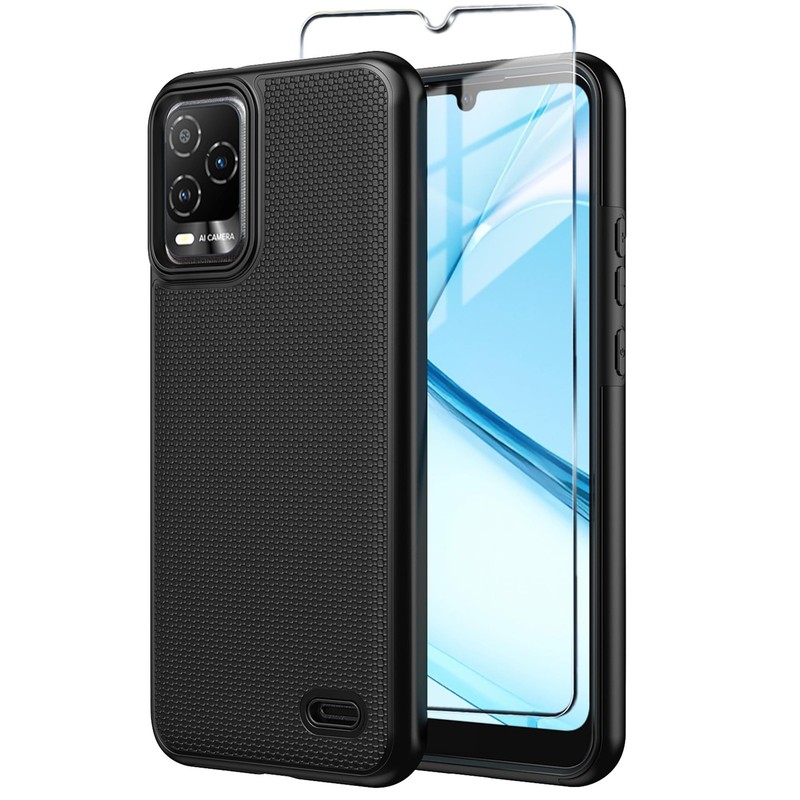 for BLU View 5 Pro Phone Case with Tempered Glass Screen Protector,Dual Layer