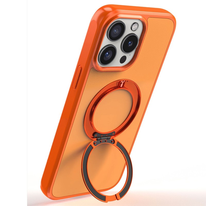 For iPhone 14 Pro Max/Pro/Plus/14 Magnetic Case Rotating Ring Slim Cover Orange gallery