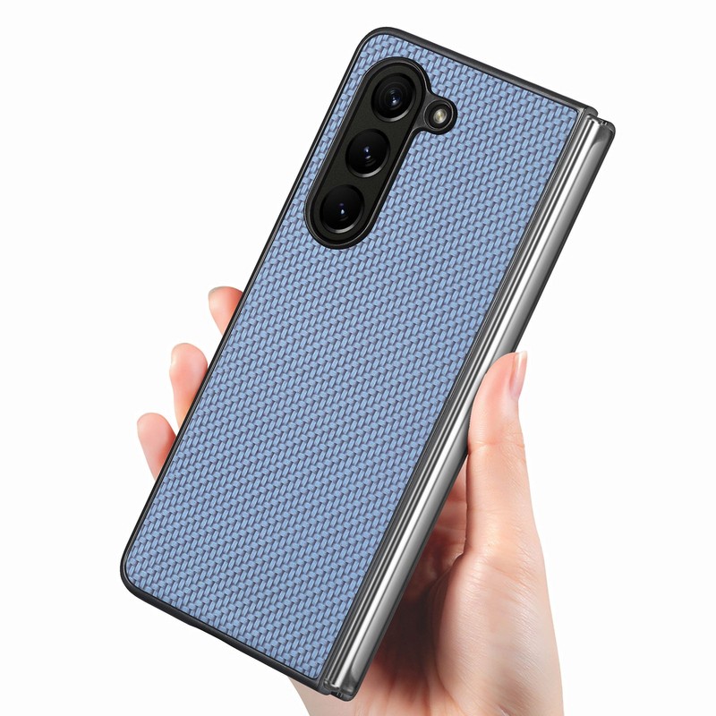 For Samsung Galaxy Z Fold 7 6 5 4 3 Leather Fiber Wove Pattern Slim Plain Case gallery