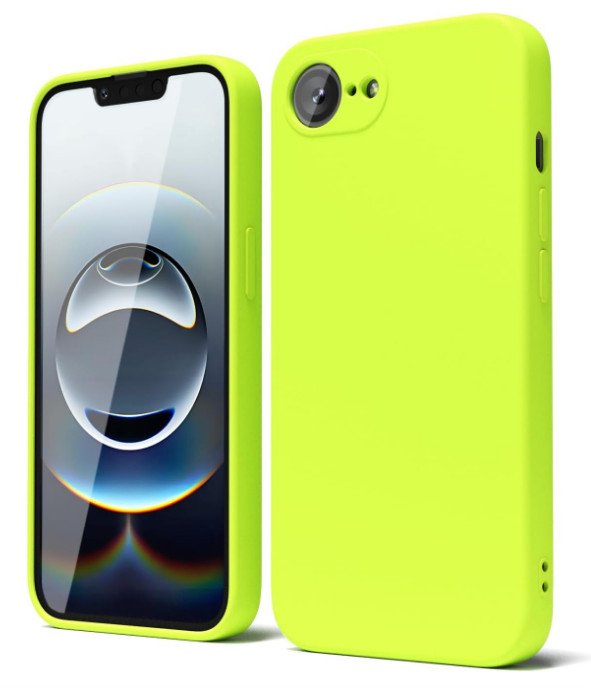 For iPhone 16e Neon Green Case Soft Slim Silicone Gel Flexible TPU Phone Cover