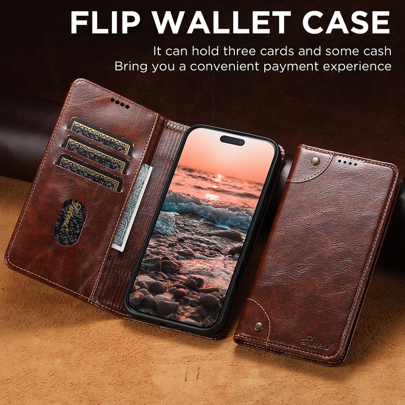 Retro Leather Wallet Card Case Cover For iPhone 15 14 13 12 Pro Max 11 XS Max XR gallery