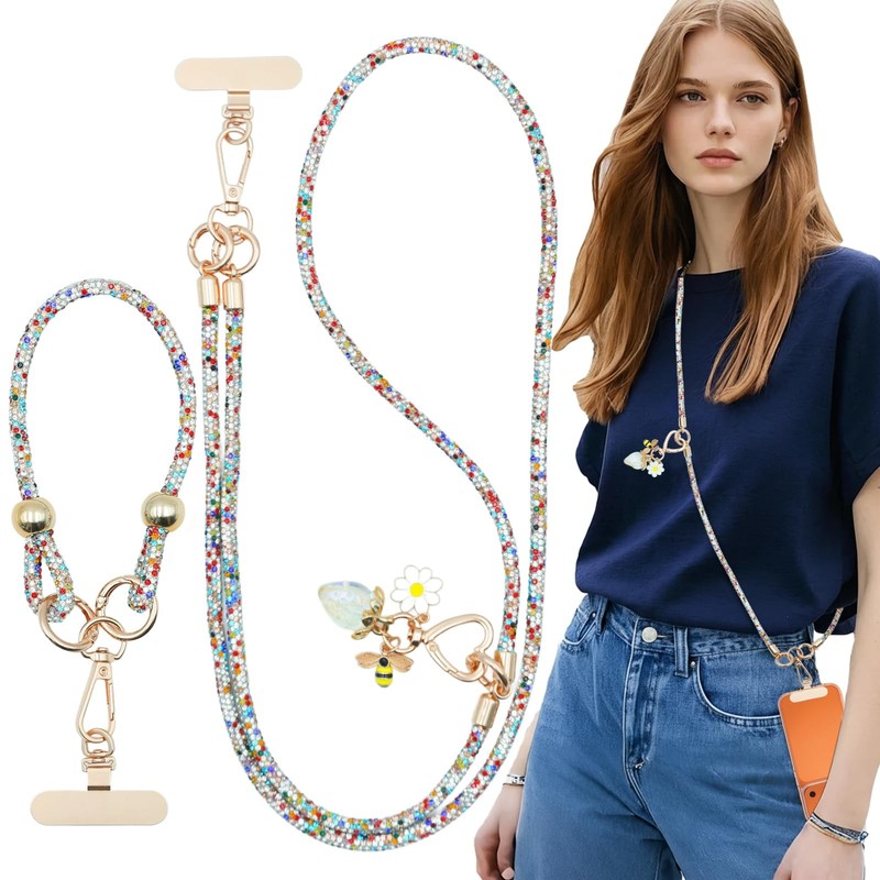 QIOFEARTH Phone Strap Crossbody and Wrist Lanyard/Cute Strawberry Charms, Ant…