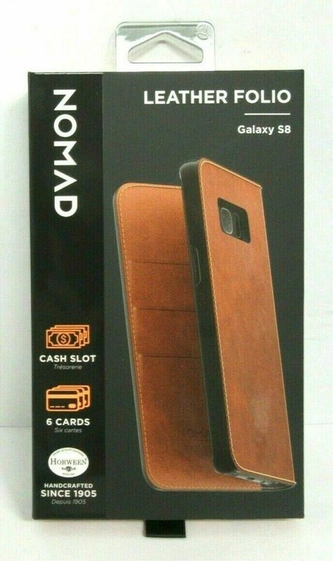NEW Nomad Leather Folio Phone Case BROWN for Samsung Galaxy S8 Rugged Patina