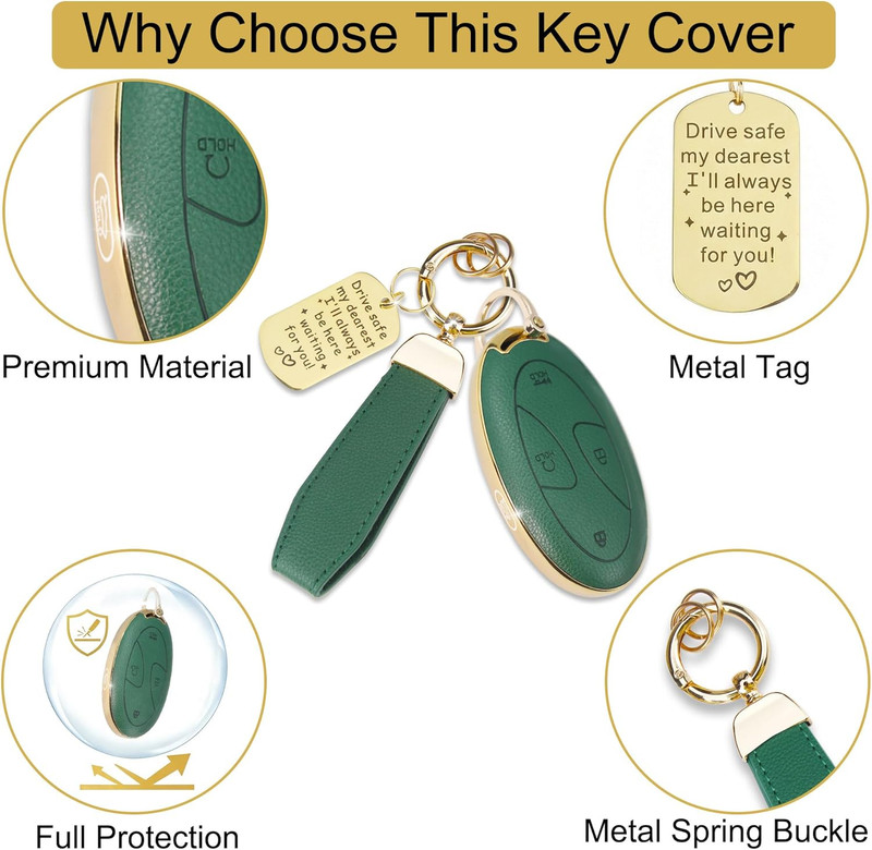 Soft TPU & Leather Key Fob Cover Compatible with Hyundai Ioniq 6 Grandeur KONA S gallery