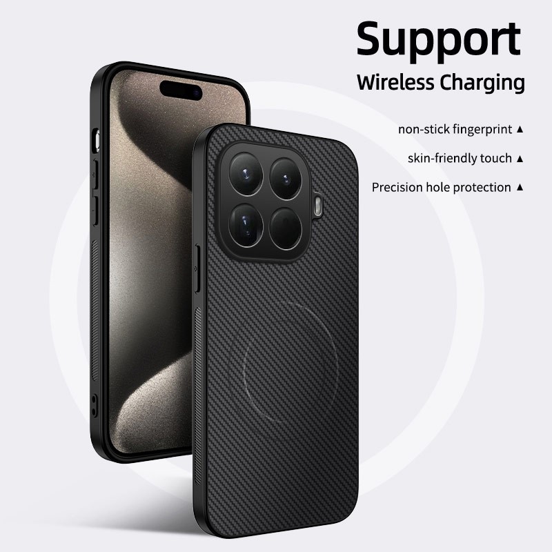 For Xiaomi 15T Pro, Carbon Fiber Feel PU Leather Magnetic Matte Cover Case