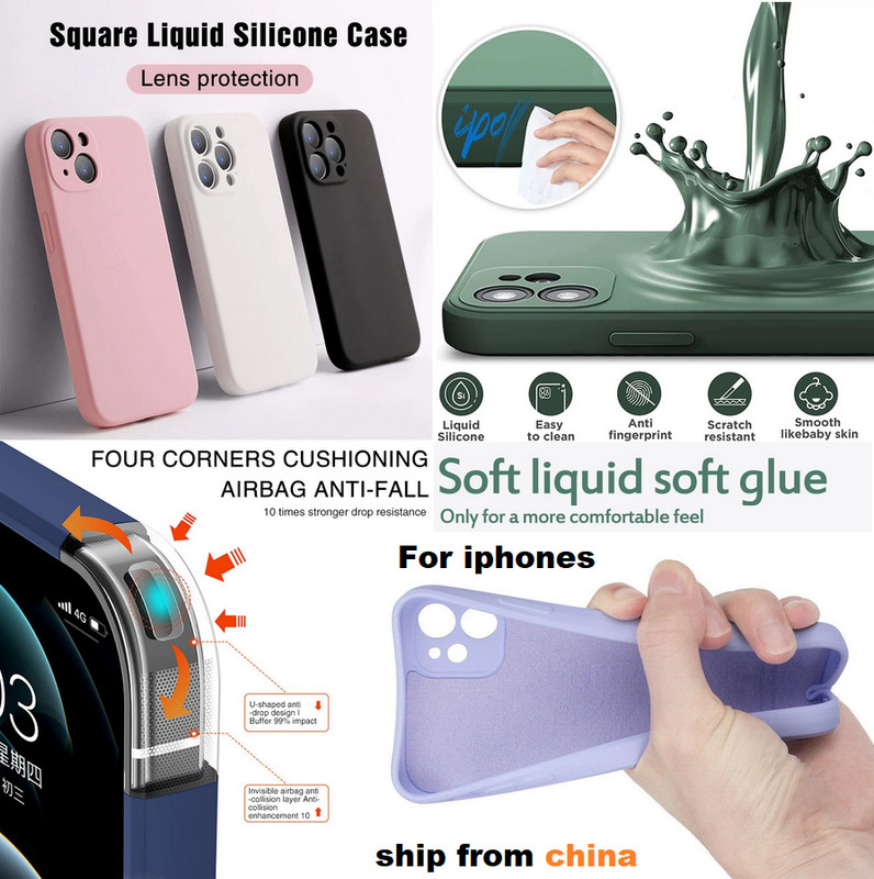 NEW UPGRADE Soft LIQUID Silicone Case Cover TPU FOR iphone 15 14 13 12 11 X 8 7