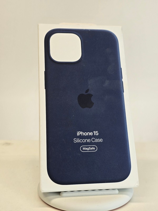 Genuine Apple iPhone 15 Silicone Case w/Magsafe – Storm Blue – Open-Box