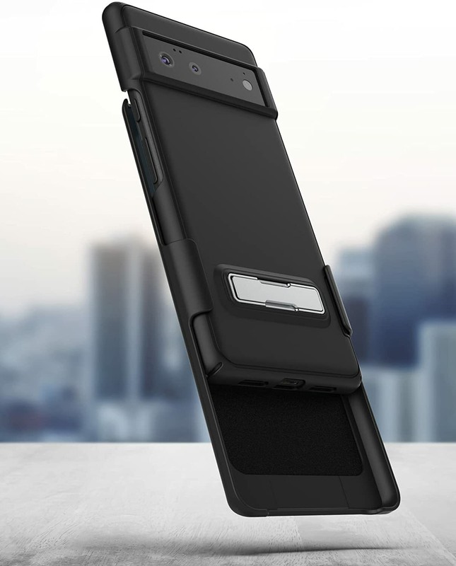 Google Pixel 6 Belt Clip Case with Kickstand Thin Case with Holster (Black) gallery