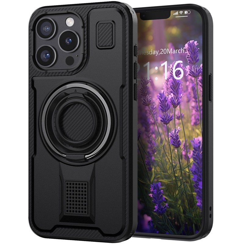 For iPhone 13 Pro Max/13 Pro/13 Rugged Hybrid Protect Case Cover,Ring Kickstand