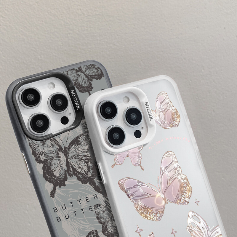 For iPhone 15 14 Pro Max 13 12 11 XR Laser ShockProof Butterfly Phone Case Cover gallery