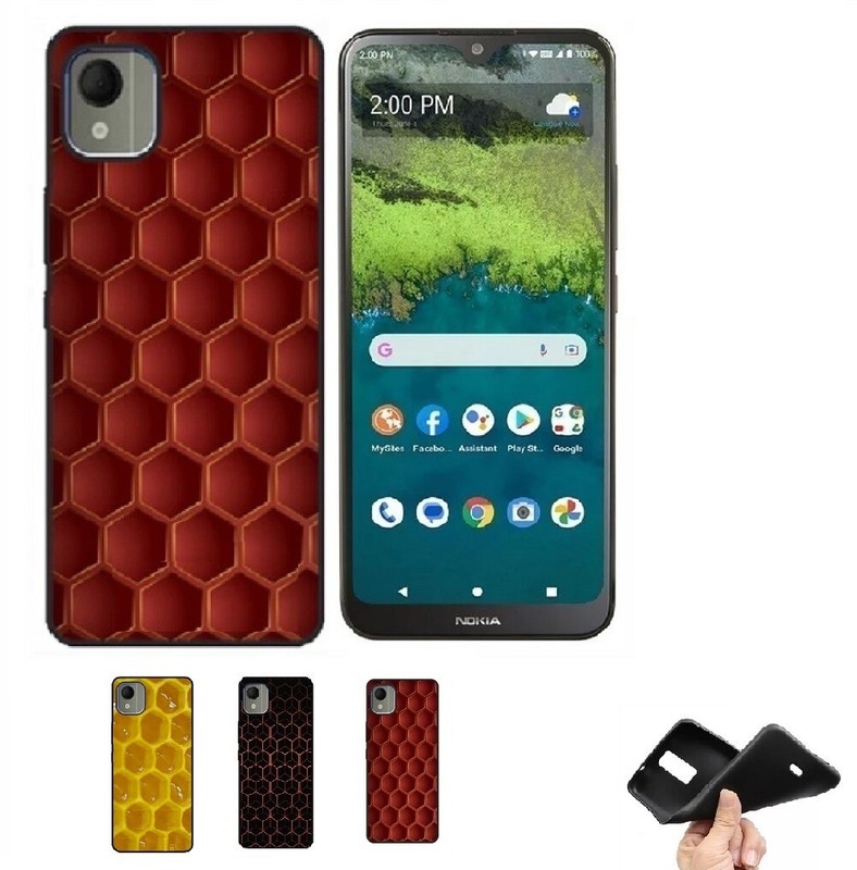 Phone Case for Nokia C110, Flexible TPU Gel Honeycomb Design Cover