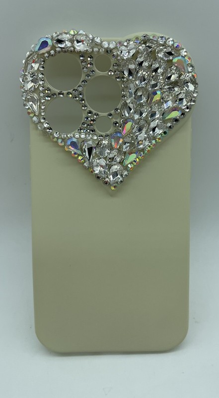 3D Rhinestone Heart Bling Case for iPhone 14 Pro Shockproof Soft TPU