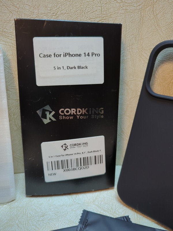 CordKing 5 in 1 iPhone 14 Pro Phone Case 6.1" Dark Black w/Screen/Camera Glass gallery