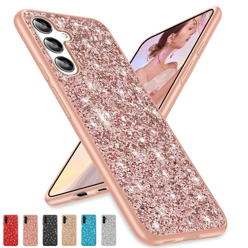 For Samsung A15 A14 A13 A25 A35 A53 A54 Shockproof Bling Sparkly TPU Case Cover