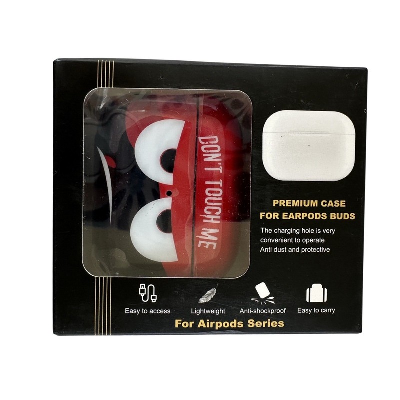 Silicone Case For AirPods Pro 2019 Red/Black Don’t Touch Me Key Ring