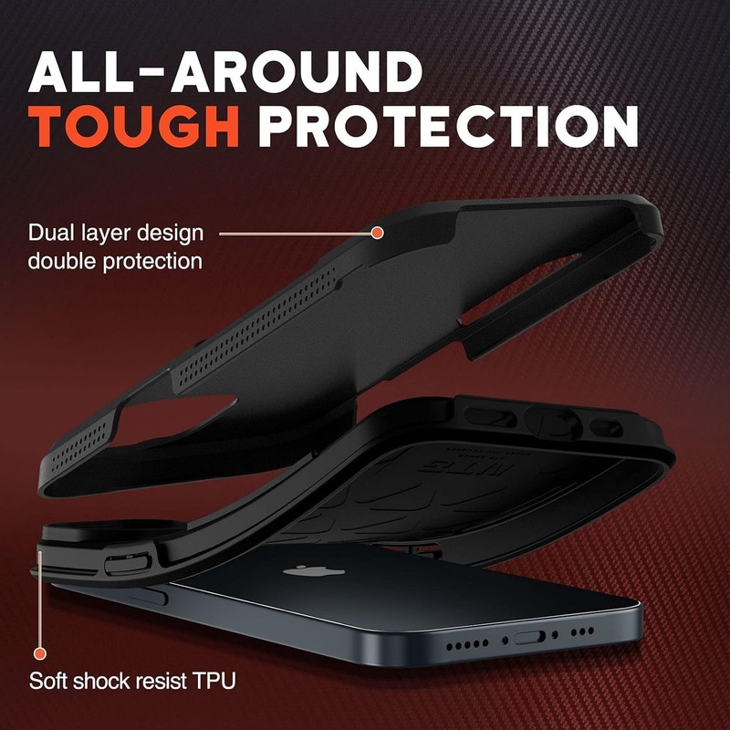 NTG Compatible with iPhone 14 case and 13 case,[2 Layer Black gallery