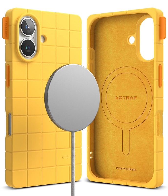 For iPhone 16 Case | Ringke [Bitmap Silicone Magnetic] Soft Cube Grid Cover