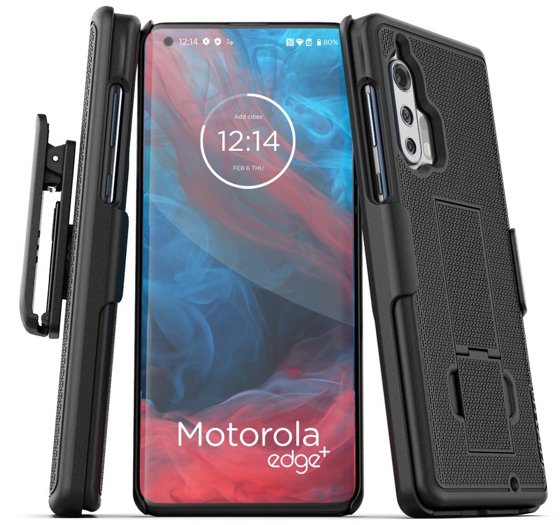 Motorola Edge Plus Belt Clip Case Ultra Slim Cover with Holster (Black)