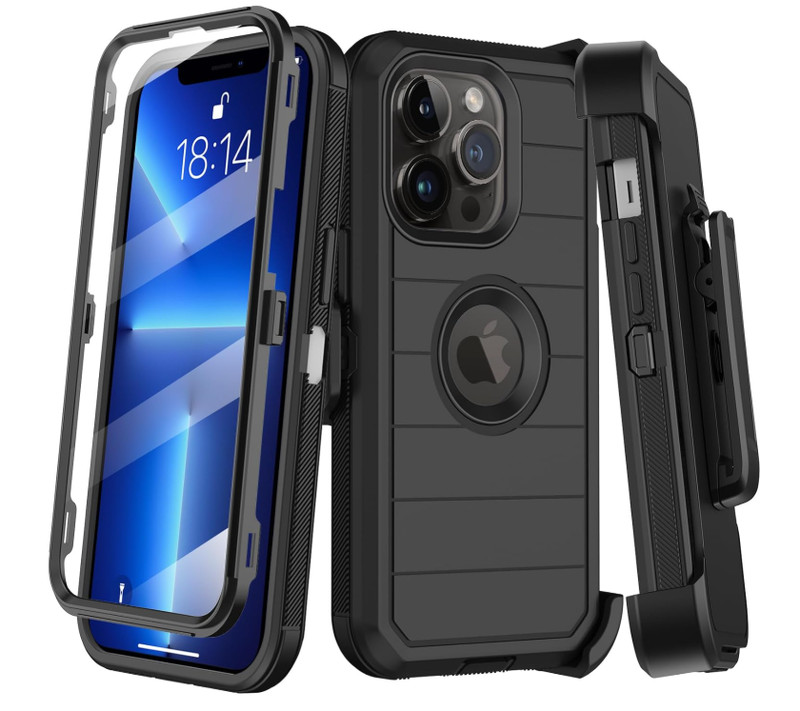 iPhone 13 Pro Case 6.1″ (Black) 360 Degree Protection w/Belt Clip