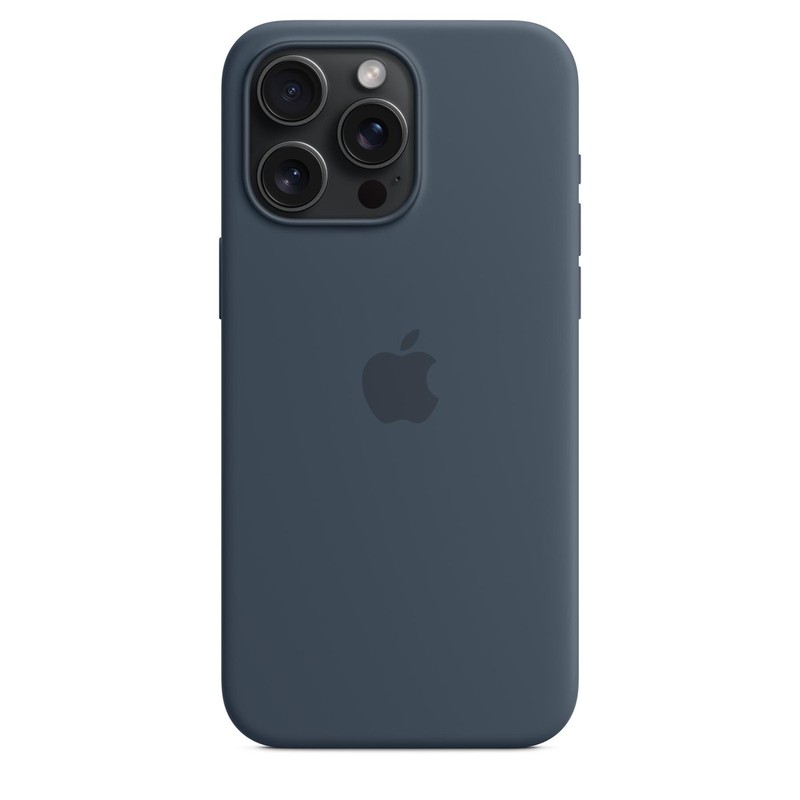 Genuine / Official Apple iPhone 15 Pro Max Silicone Case / Cover – Storm Blue