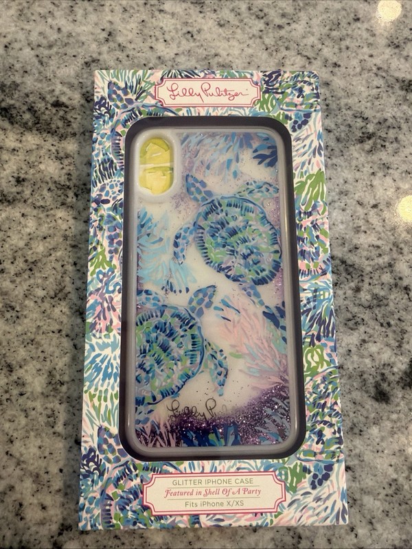 Lilly Pulitzer iPhone Glitter Case Fits X/XS “Shell of a Party” Sea Turtle