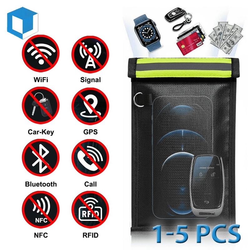 1-5PCS Signal Blocking Faraday Bag Phone Shielding Pouch Blocker Case Protector